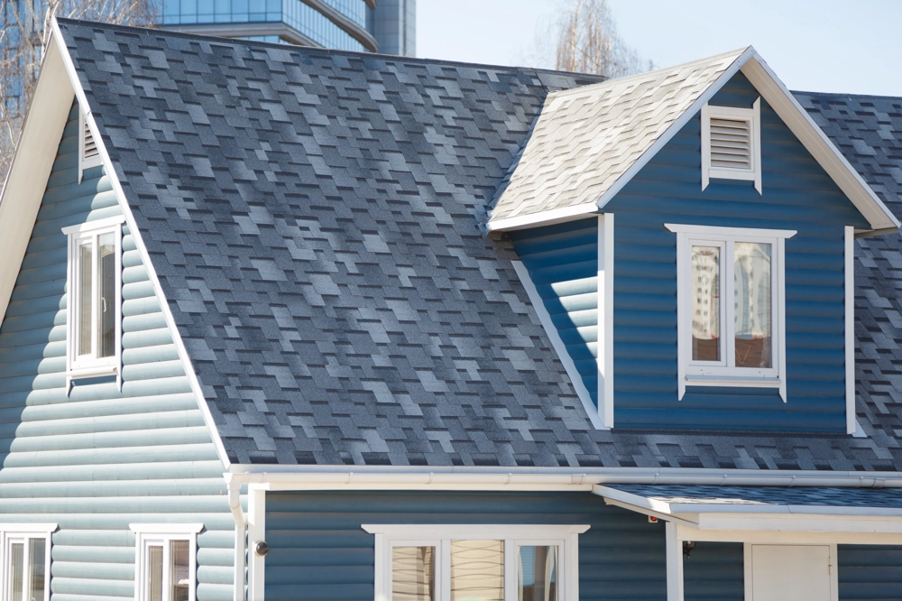 Blue vinyl siding on two-story home exterior Vinyl Siding